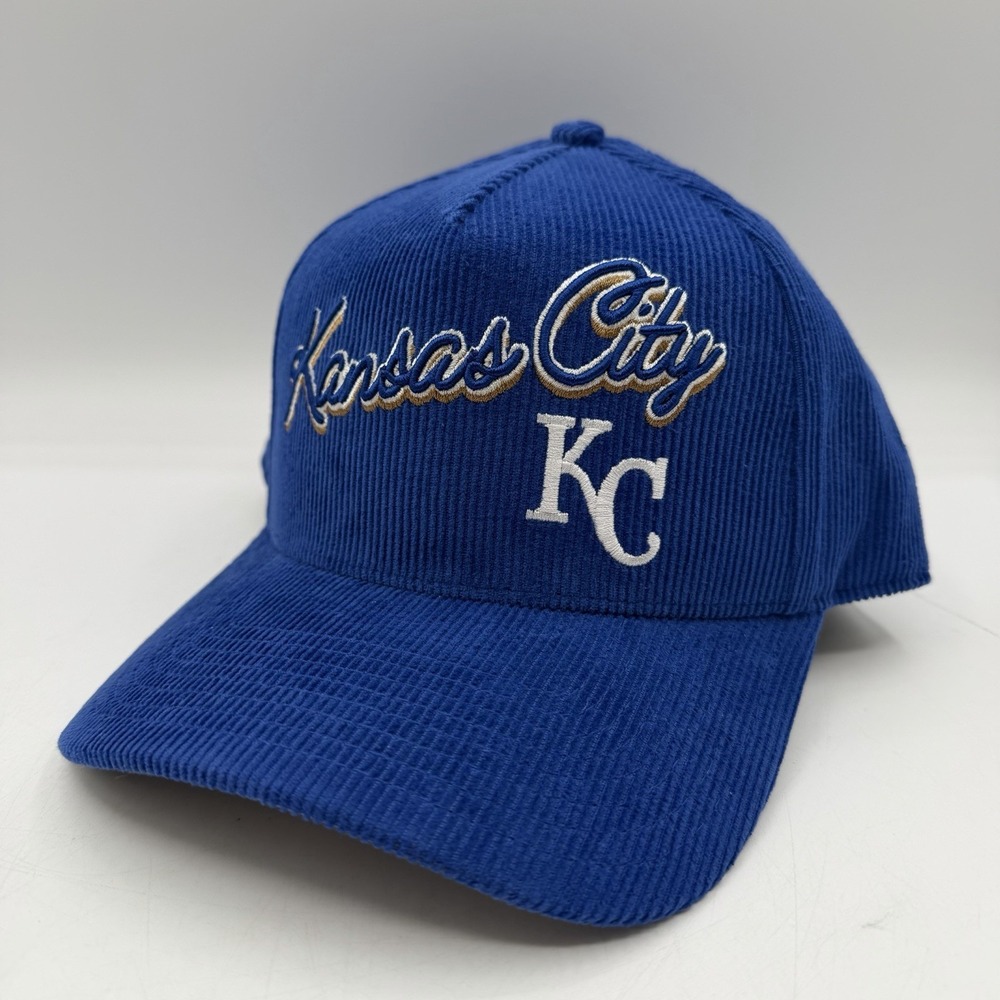 Mitchell & Ness Kansas City Royals Hat Cap Snapback Pro Pinch Fit Blue Corduroy‎